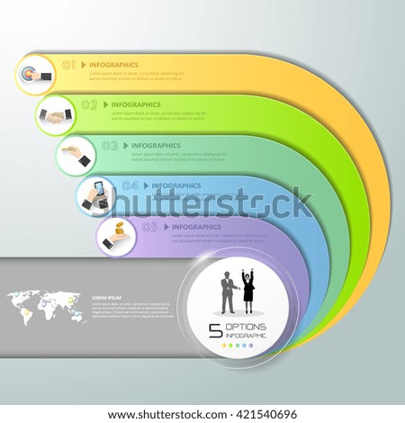 Abstract 3d infographic template, number options 5 steps, can be used for workflow layout, diagram, number options, graphic or website layout.