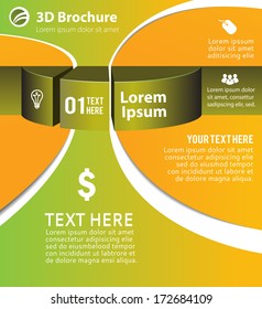 Abstract 3d infographics, brochure vector illustration.