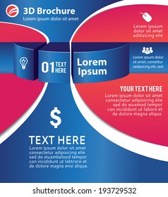 Abstract 3d infographics, brochure vector illustration.