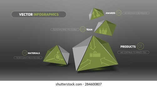 Abstract 3d infographics options. Can be used for web design, workflow layout, diagram, number options, business concept. Vector illustration.