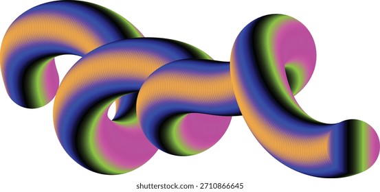 Abstractas Formas entrelazadas en 3D en rojo y oro sobre un fondo blanco