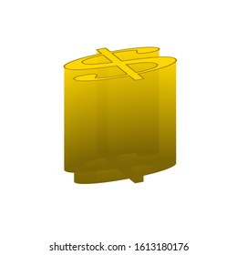 An abstract 3d isometric golden dollar sign.