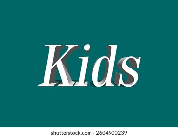 Abstract 3D Kids Text Effect Design Teal Background