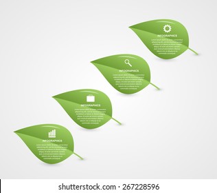 Abstract 3d leaf infographic. Nature concept. Vector illustration. 