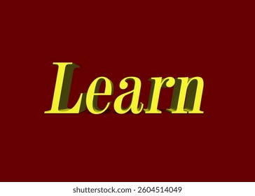 Abstract 3D Learn Text Effect Design Red Background