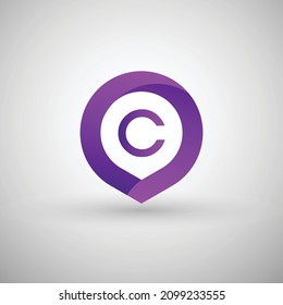 Abstract 3D Letter C Vector Logo Design. Modern and Creative Purple Gradient Letter C Circle Logo Design isolated on white background.
