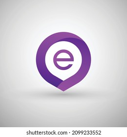 Abstract 3D Letter E Vector Logo Design. Modern and Creative Purple Gradient Letter E Circle Logo Design isolated on white background.