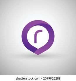 Abstract 3D Letter R Vector Logo Design. Modern and Creative Purple Gradient Letter R Circle Logo Design isolated on white background.