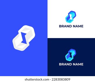 Abstract 3d letter s logo design template