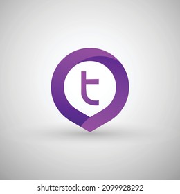 Abstract 3D Letter T Vector Logo Design. Modern and Creative Purple Gradient Letter T Circle Logo Design isolated on white background.