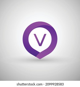 Abstract 3D Letter V Vector Logo Design. Modern and Creative Purple Gradient Letter V Circle Logo Design isolated on white background.