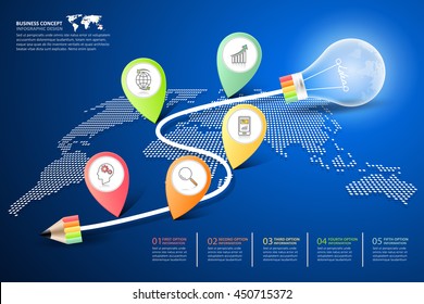 Abstract 3d lightblub infographic 5 options,  Business concept infographic template can be used for workflow layout, diagram, number options, timeline or milestones project.