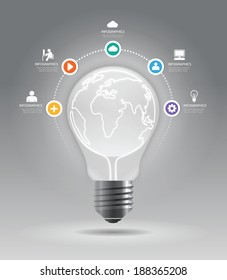 Abstract 3d lightbulb digital infographic template. Can be used for infographics, number banners option, graphic or website layout vector.