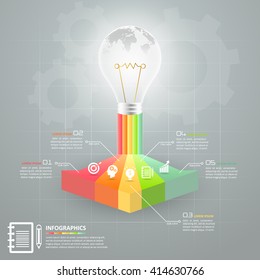 Abstract 3d lightbulb infographic template, can be used for workflow layout, diagram, number options, graphic or website layout.