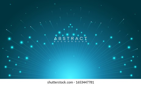 Fondo abstracto de 3d de línea con puntos claros y azules aislados en fondo azul. vectorial. Eps10