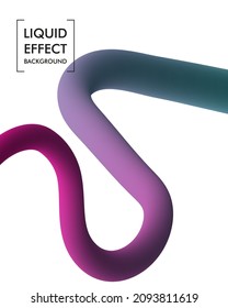Abstract 3d liquid effect colorful line background. Vector art illustration. Pastel gradient fluids. Contemporary art creativity concept. Modern visual communication poster design.