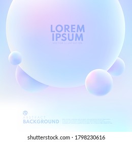 Abstract 3D liquid fluid circles hologram color beautiful background  Creative minimal buble trendy gradient template for cover brochure  flyer  poster  wallpaper  banner web  Vector illustration