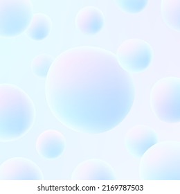 Abstract 3D liquid fluid circles blue hologram color background. Creative minimal sphere balls or bubble trendy gradient template for cover brochure, flyer, poster, wallpaper, banner web. Vector EPS10