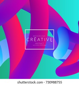 Abstract 3d liquid fluid color shape. Creative Modern Square wed banner template. Bright neon gradient blend creating innovative 3D effect. Art vector background futuristic design.