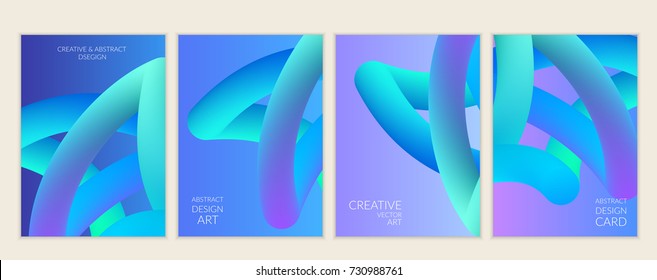 Abstract 3d liquid fluid color shape. Creative modern cover template. Bright neon gradient blend creating innovative 3D effect. Art vector background futuristic design.