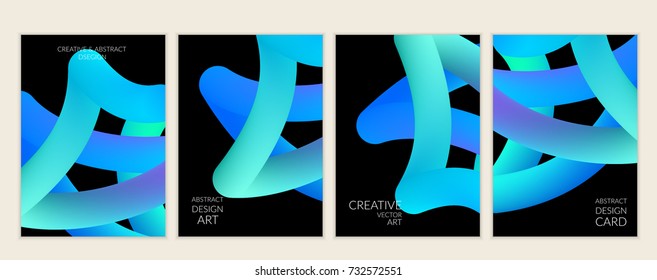 Abstract 3d liquid fluid color shape. Creative modern cover template. Bright neon gradient blend creating innovative 3D effect. Art vector background futuristic design.