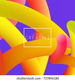 Abstract 3d liquid fluid color shape. Creative Modern Square wed banner template. Bright neon gradient blend creating innovative 3D effect. Art vector background futuristic design.