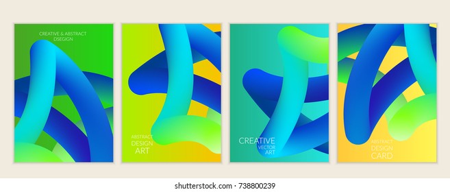 Abstract 3d liquid fluid color shape. Creative modern cover template. Bright neon gradient blend creating innovative 3D effect. Art vector background futuristic design.