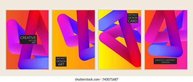 Abstract 3d liquid fluid color shape. Creative modern cover template. Bright neon gradient blend creating innovative 3D effect. Art vector background futuristic design.