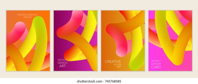 Abstract 3d liquid fluid color shape. Creative modern cover template. Bright neon gradient blend creating innovative 3D effect. Art vector background futuristic design.