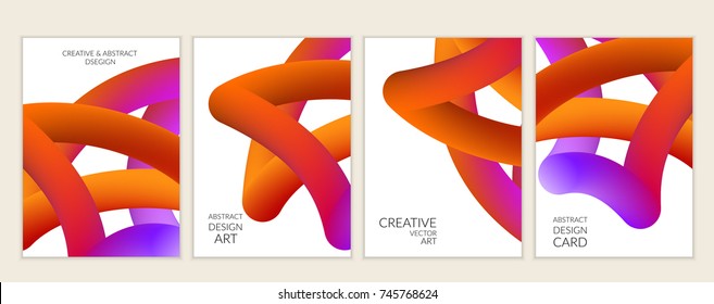 Abstract 3d liquid fluid color shape. Creative modern cover template. Bright neon gradient blend creating innovative 3D effect. Art vector background futuristic design.