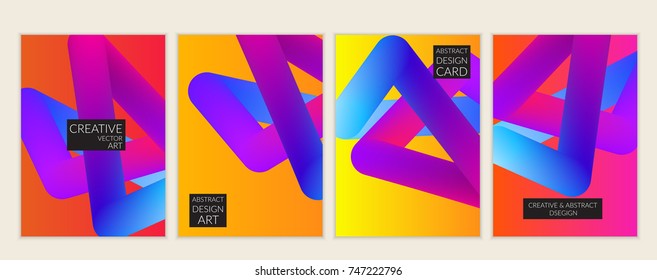 Abstract 3d liquid fluid color shape. Creative modern cover template. Bright neon gradient blend creating innovative 3D effect. Art vector background futuristic design.