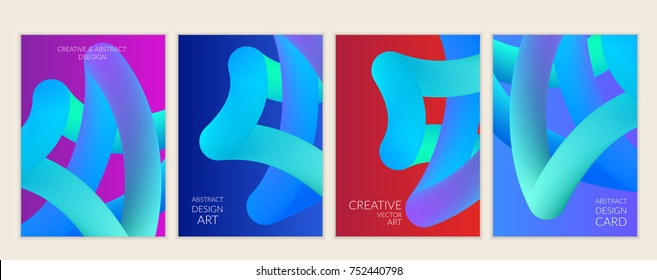 Abstract 3d liquid fluid color shape. Creative Modern vertical social media banner template. Bright neon gradient blend creating innovative 3D effect. Art vector background futuristic design.