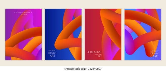 Abstract 3d liquid fluid color shape. Creative Modern vertical social media banner template. Bright neon gradient blend creating innovative 3D effect. Art vector background futuristic design.