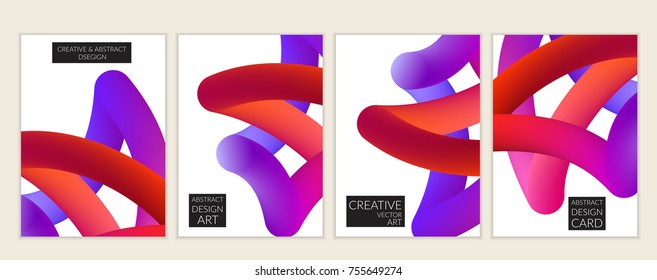 Abstract 3d liquid fluid color shape. Creative modern cover template. Bright neon gradient blend creating innovative 3D effect. Art vector background futuristic design.