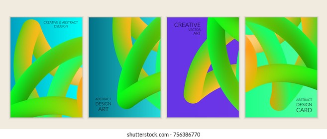 Abstract 3d liquid fluid color shape. Creative modern cover template. Bright neon gradient blend creating innovative 3D effect. Art vector background futuristic design.