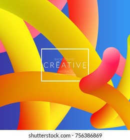 Abstract 3d liquid fluid color shape. Creative Modern Square wed banner template. Bright neon gradient blend creating innovative 3D effect. Art vector background futuristic design.