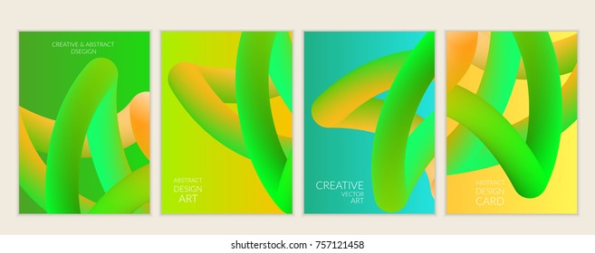 Abstract 3d liquid fluid color shape. Creative modern cover template. Bright neon gradient blend creating innovative 3D effect. Art vector background futuristic design.