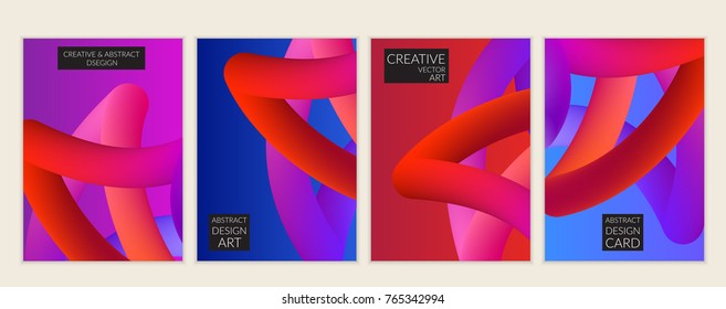Abstract 3d liquid fluid color shape. Creative modern cover template. Bright neon gradient blend creating innovative 3D effect. Art vector background futuristic design.