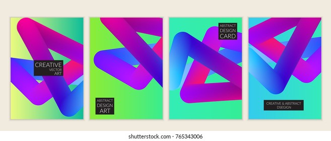 Abstract 3d liquid fluid color shape. Creative modern cover template. Bright neon gradient blend creating innovative 3D effect. Art vector background futuristic design.