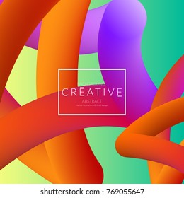Abstract 3d liquid fluid color shape. Creative Modern Square wed banner template. Bright neon gradient blend creating innovative 3D effect. Art vector background futuristic design.