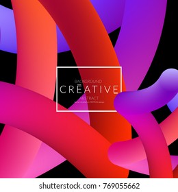 Abstract 3d liquid fluid color shape. Creative Modern Square wed banner template. Bright neon gradient blend creating innovative 3D effect. Art vector background futuristic design.
