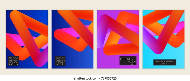 Abstract 3d liquid fluid color shape. Creative modern cover template. Bright neon gradient blend creating innovative 3D effect. Art vector background futuristic design.