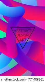 Abstract 3d liquid fluid color shape. Creative Modern vertical wed banner template. Bright neon gradient blend creating innovative 3D effect. Art vector background futuristic design.
