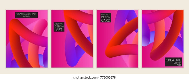 Abstract 3d liquid fluid color shape. Creative modern cover template. Bright neon gradient blend creating innovative 3D effect. Art vector background futuristic design.