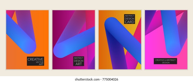 Abstract 3d liquid fluid color shape. Creative modern cover template. Bright neon gradient blend creating innovative 3D effect. Art vector background futuristic design.