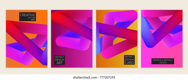 Abstract 3d liquid fluid color shape. Creative modern cover template. Bright neon gradient blend creating innovative 3D effect. Art vector background futuristic design.