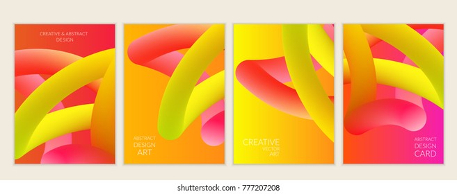 Abstract 3d liquid fluid color shape. Creative modern cover template. Bright neon gradient blend creating innovative 3D effect. Art vector background futuristic design.