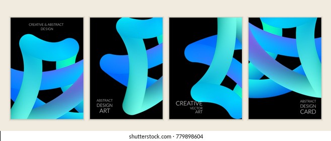 Abstract 3d liquid fluid color shape. Creative modern cover template. Bright neon gradient blend creating innovative 3D effect. Art vector background futuristic design.