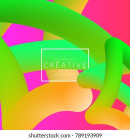 Abstract 3d liquid fluid color shape. Creative Modern Square wed banner template. Bright neon gradient blend creating innovative 3D effect. Art vector background futuristic design.