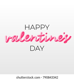 Abstract 3d liquid fluid color shape. Bright pink gradient blend 3D effect. Romantic vector illustration for valentines day with inscription.